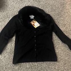 Vintage Fur Collar Cardigan 