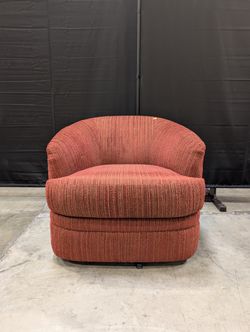 Red Striped Fabric Swivel Chair