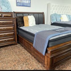 BEAUTIFUL NEW GLORIA PLATFORM QUEEN BED, DRESSER, MIRROR AND NIGHT STAND SET ON SALE ONLY $1299. KING SET $1399. IN STOCK SAME DAY DELIVERY 🚚  