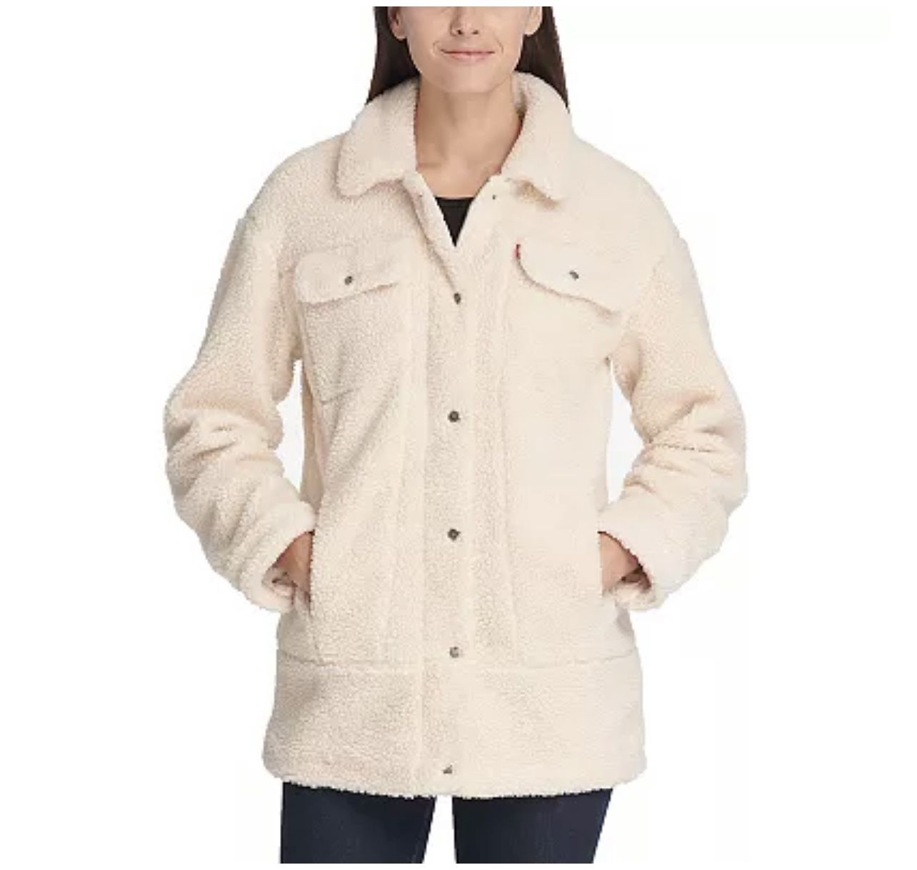 Levi's® Oversized Sherpa Trucker Women’s Biege Jacket Size Large