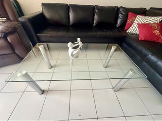 🪟 Glass & Chrome Coffee Table — $75 OBO
