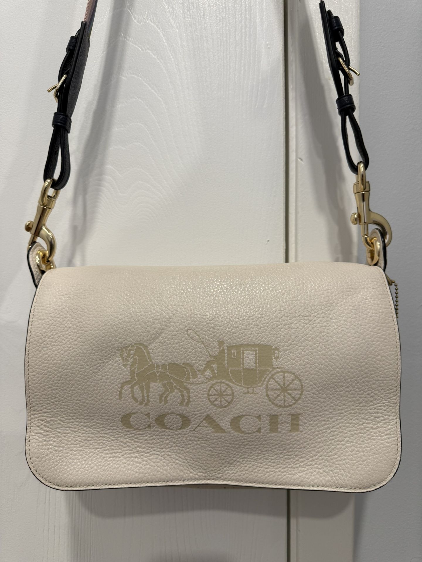 Coach Leather Shoulder / Crossbody Bag – White, Authentic