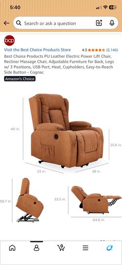Leather electric power lift chair