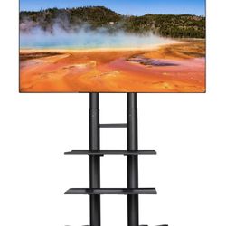 Yaheetech Mobile TV Stand, Adjustable TV Cart with Locking Wheels for 30-60 Inch Flat Screen Plasma LED LCD TVs up to 110 lbs, Portable Cart Stand wit