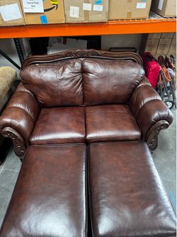 Cherry wood Leather Couch