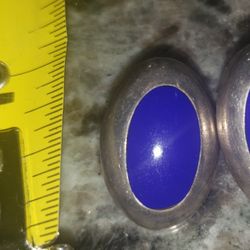 Vintage Sterling Silver Blue Lapis Extra Large oval earrings