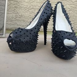 Black Spiked Heels 