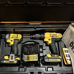NEW DEWALT 20V Max Combo Drill DCD771 + DCF885 Impact + 2 Batteries, Charger, Toughsystem Case