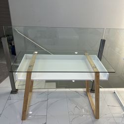 MODERN GLASS TOP STUDY DESK (LIKE NEW) - $200