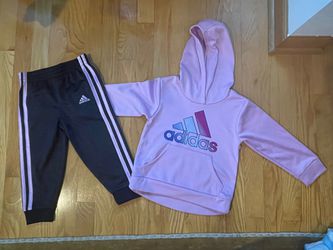NEW 2 sets of 2T Girl Adidas Hoodie and Pants  Thumbnail