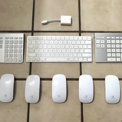 FIRM PRICE - (5) Apple Magic Mouse 2, Magic Keyboard 2nd Generation, (2) Belkin Numeric Keypads, Apple VGA to Thunderbolt Adapter