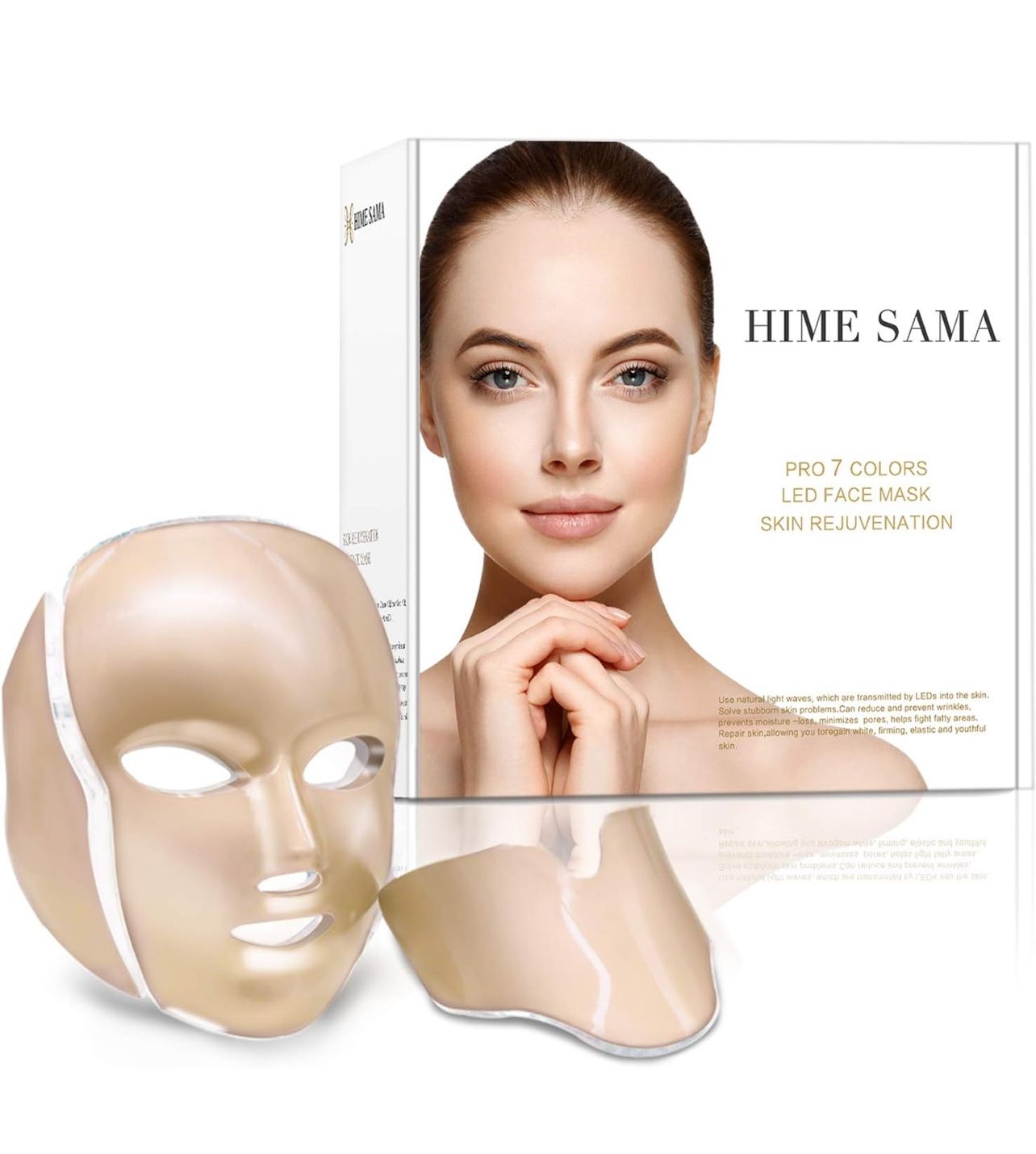 LED Face Mask - 7 Color LED Mask for Face and Neck Skin Care, FSA/HSA Eligible, Blue & Red LED Face Mask, Portable Facial Care Mask and Optical Cosmet