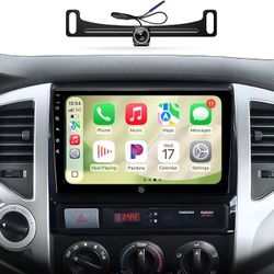 Car Stereo Radio Toyota Tacoma 2005-2015, Wireless CarPlay Android Auto, Bluetooth, GPS, 9 Inch QLED Touch Screen Head Units, Backup Camera, 6G+128GB