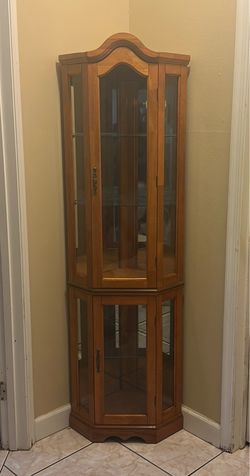 Curio corner cabinet with lights