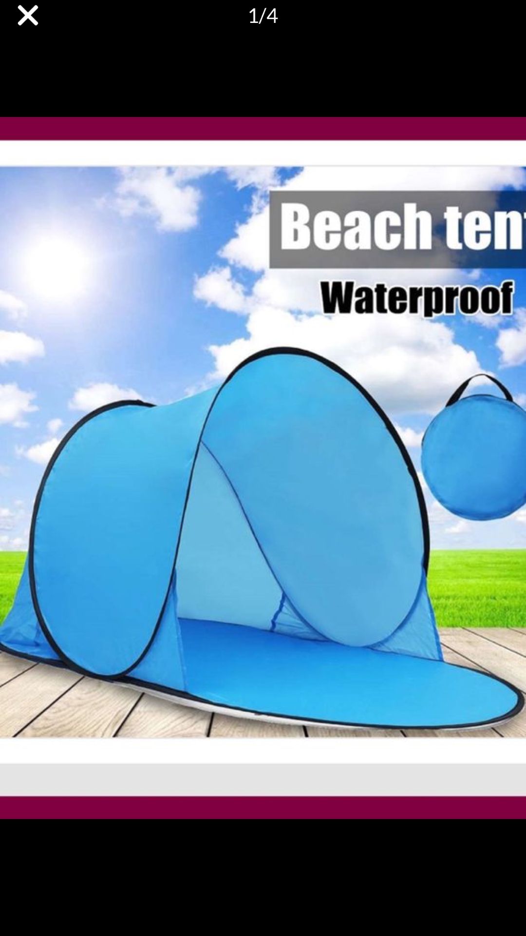 Easy pop up outdoor portable tent Open Beach May folding $15. Brand New Size140-70-55CM. (for little kids 1-2 )