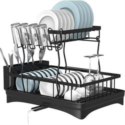 Dish Drying Rack Large Dish Drainer 2 Tier for Kitchen