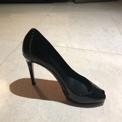 MIU MIU Black Patent Open Toe High Heels