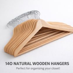 Pack of 140 Solid Wood Clothes Hangers – Perfect Condition