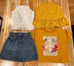 Girls 10-12 tops & skirt -- cute & gently worn