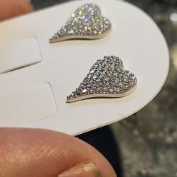 Moissanite 925 Stirling Silver Heart Earrings Push Back Stud 