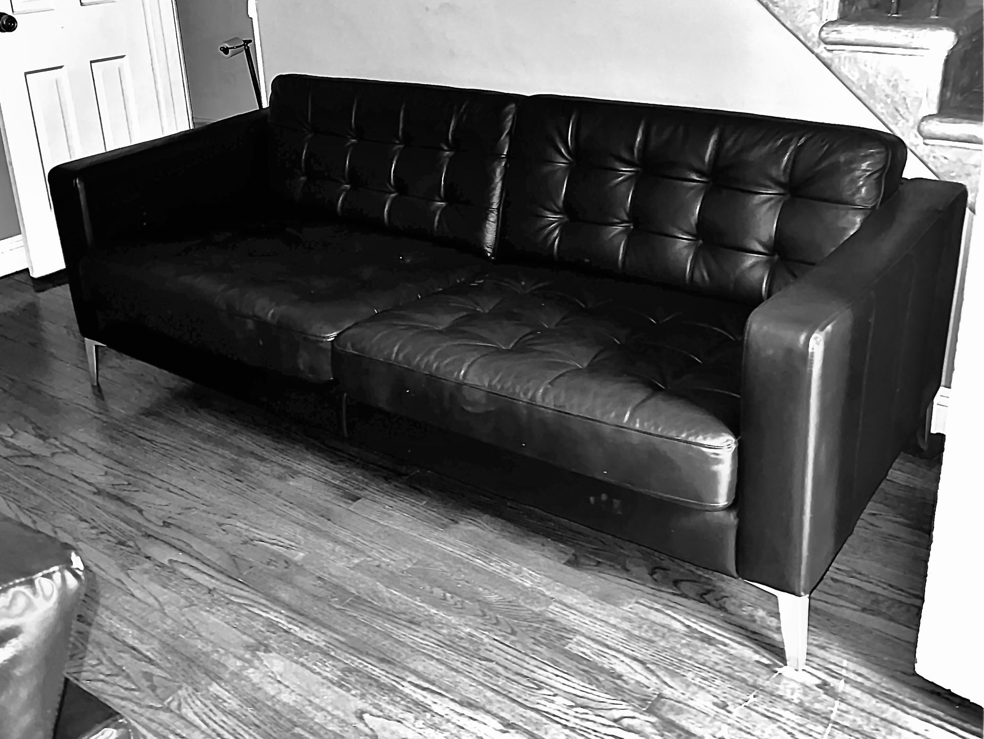 Black Leather-like 80” Sofa *Delivery Available