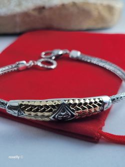 925 Sterling Silver & 18K Yellow Gold Balinese Woven Wheat Chain Bracelet, Made in Indonesia! 👌🎁Post Tags: Pulsera de Plata y Oro