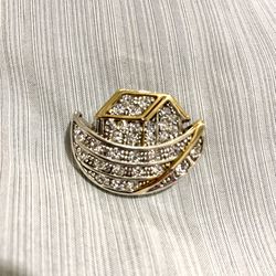 Noah’s Ark Gold Tone Crystal Brooch/Pendant By Best