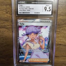 Pokemon Graded CGC 9.5 Tulip #244 Paradox Rift Ultra Rare Holo (2023)