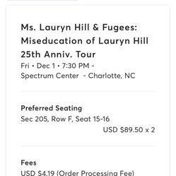 Lauren Hill And The Fugees Concert Tickets