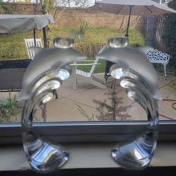 Crystal Dolphin Candle Holders