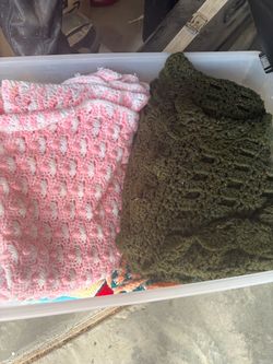 Handmade Crochet Baby Blankets and Knitted Baby jacket bonnet and booties