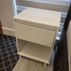 White wooden nightstand