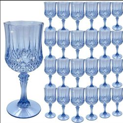 Blue plastic wine glasses (24 pack)