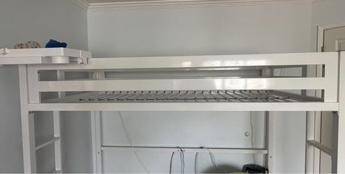 White Metal Loft Bed Frame