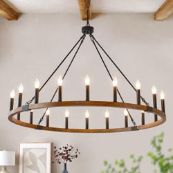 Large Farmhouse Wagon Wheel Chandelier