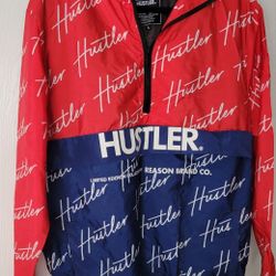 REASON HUSTLER Half-Zip Color Block Hustler Logo Anorak Size Large