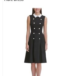 Tommy Hilfiger Womens Collar Fit and Flare Dress Size 6 ( Dark Blue)