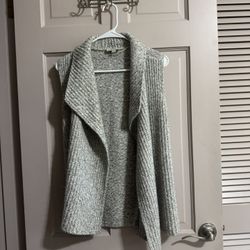LOFT Gray Waterfall Cardigan Size Small 