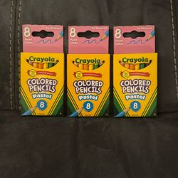 New Crayola 3 Sets, 8 Pack Mini Pastel Colored Pencils
