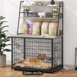 57 Inch dog Crate Furniture .Double Door/37.4"×24.4"×57.1"
