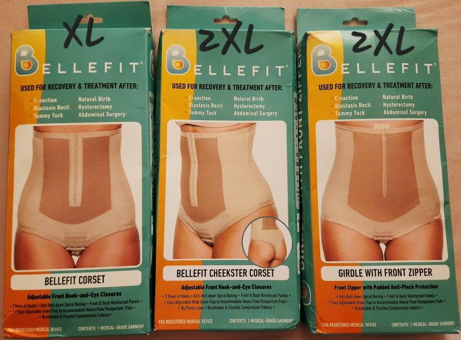 Lot Of THREE Bellefit Postpartum/Abdominal Recovery Garments LIKE NEW