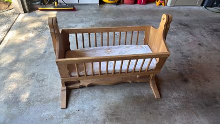 Handmade Wooden Toy Bassinet
