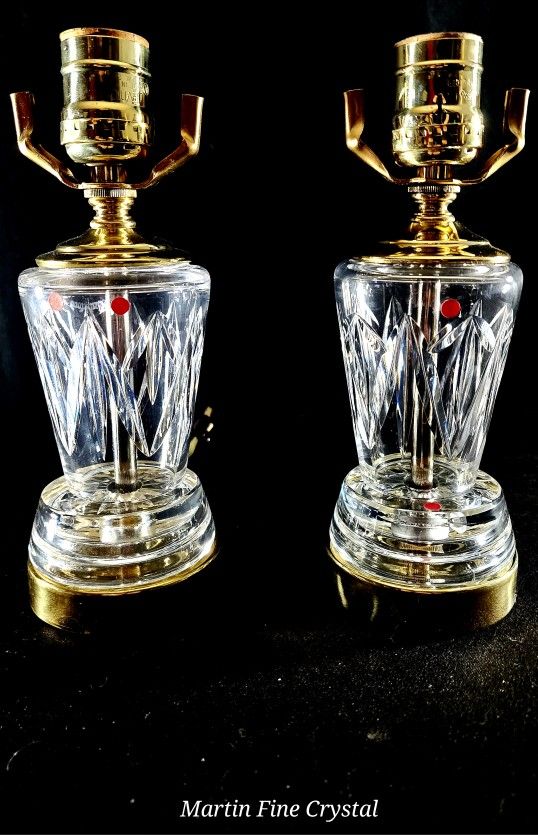 Set of 2 Waterford Cut Crystal Boudoir Lamps - True Matching Set-Mint Condition!