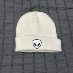 White and black alien beanie