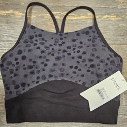 NWT STORI Legend Cropped Shelf Tank Built In Sports Bra Hazy Spot Slate Onyx 4