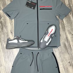 Prada Shoes With Short Sleeve Jacket And Shorts Brand New With Box And Dust Cover