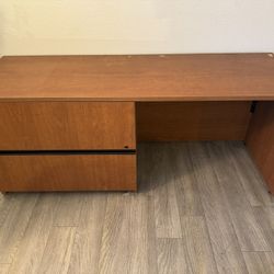 Professional Cedar Veneer, Lateral File Drawer Desk.