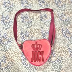 Vintage Pink Juicy Couture Purse Crossbody Bag Heart Velour Y2K