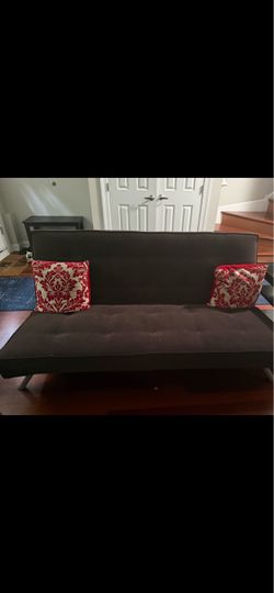 Modern Convertible Futon Sofa Bed – Dark Brown