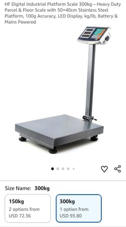 HF Digital Industrial Platform Scale 300kg – Heavy Duty Parcel & Floor Scale with 50×40cm Stainless Steel Platform, 100g Accuracy, LED Display, kg/lb,